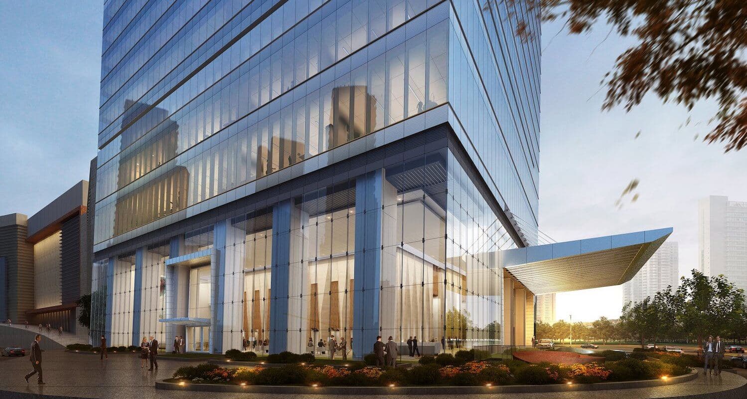 A 403-metre hotel and office tower in Nanning, completed in 2020; on the design team at Goettsch Partners as building architect.
