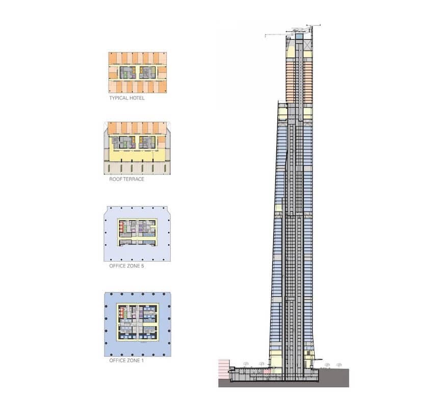 A 403-metre hotel and office tower in Nanning, completed in 2020; on the design team at Goettsch Partners as building architect.
